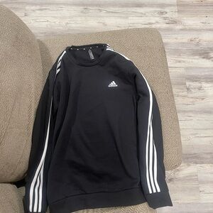 Adidas Men's Sweater Sweatshirt 3 Stripes Crew Pullover Black, Large